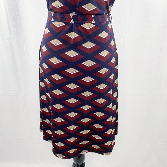 Gilli burgundy & navy blue faux wrap tie waist dress - Picture 7 of 12
